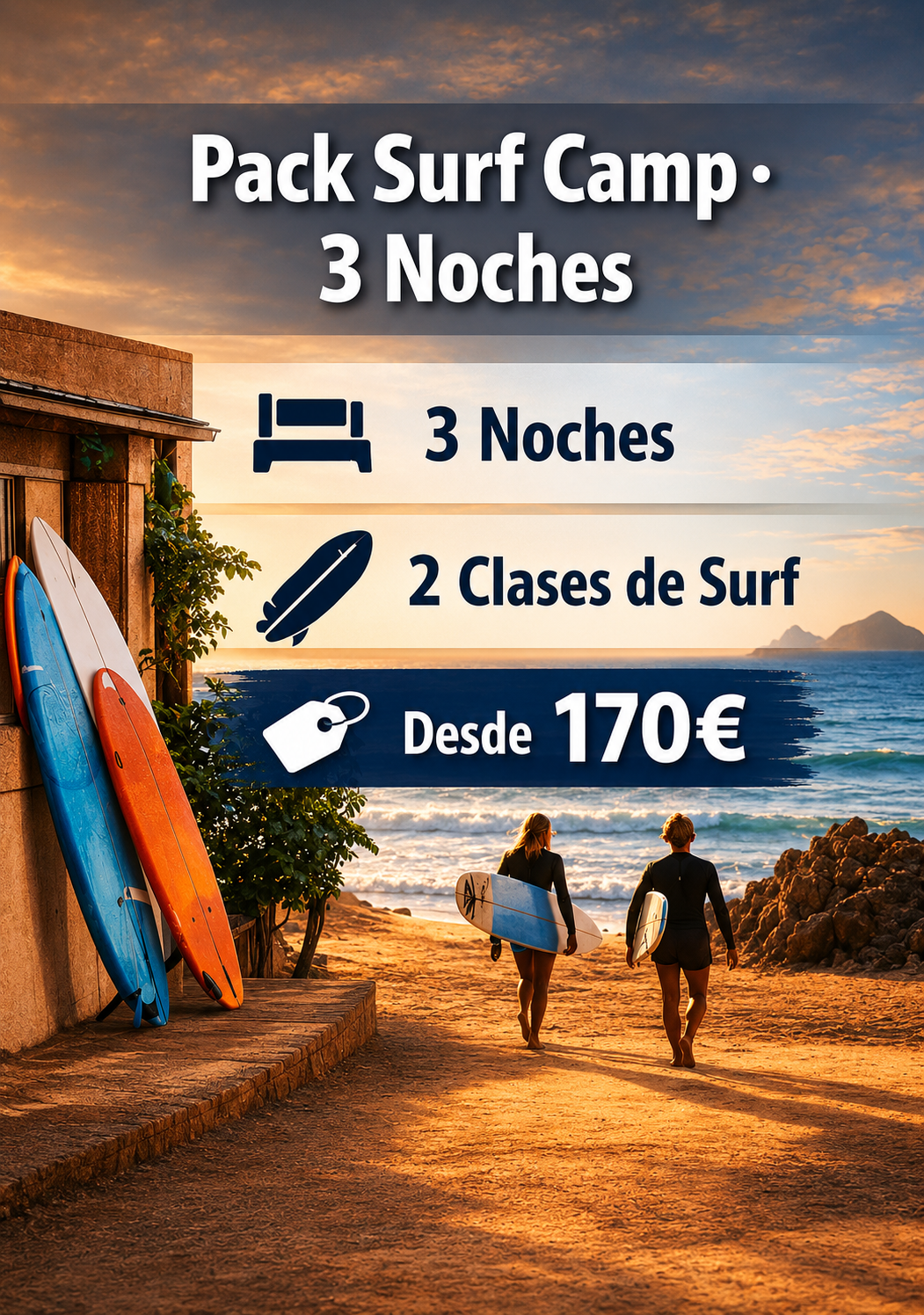 pack surf camp 3 noches